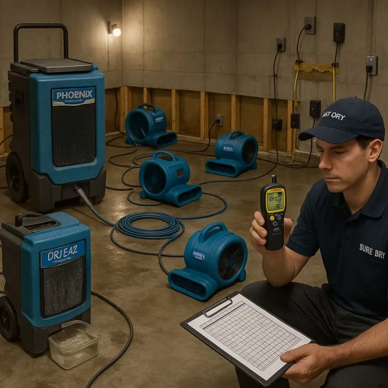 Structural Drying and Dehumidification process in Oxford, MA